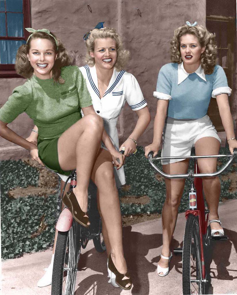 Women On Bicycles In 1940.