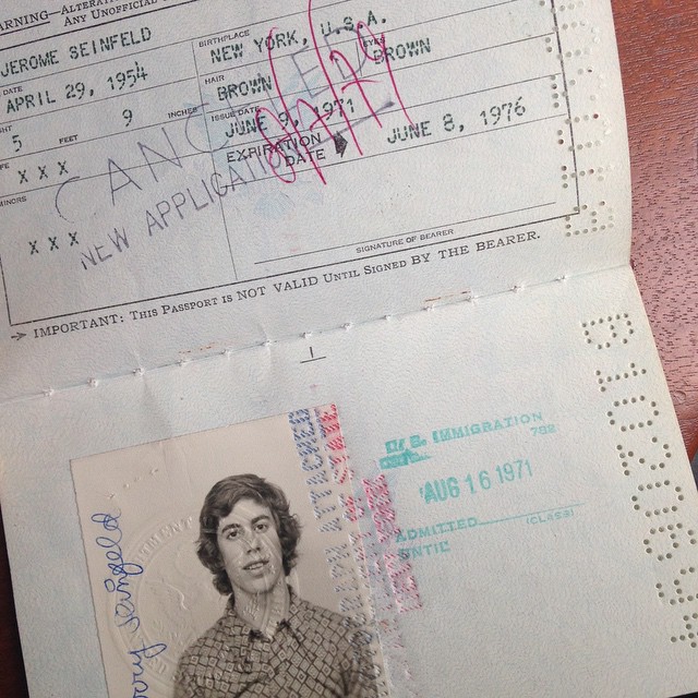 Jerry Seinfeld's first passport at age 17.