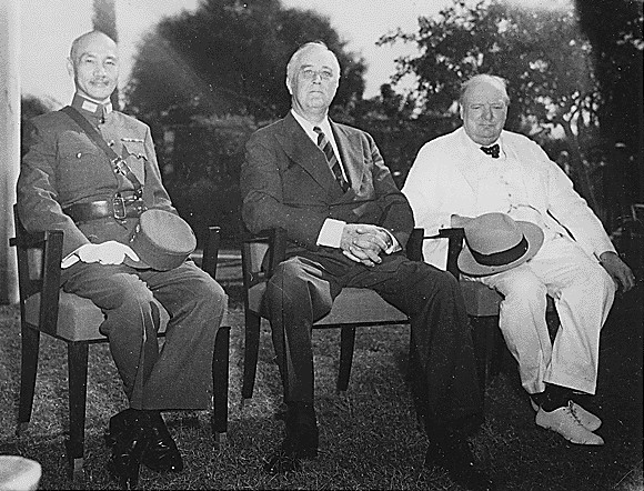 Chiang Kai-shek, Winston Churchill & FDR at Cairo Conference, 1943.