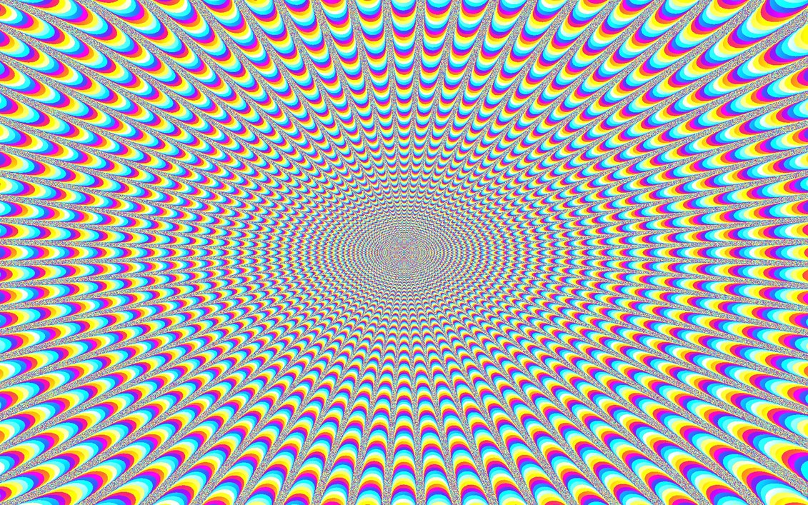 Look at the very center of this illusion and then slowly move your face closer to it. The 2D picture should look like a 3D tunnel. Now try it with one eye closed. See how the illusion stops? It's because the illusions come from your brain trying to handle the perception and failing.