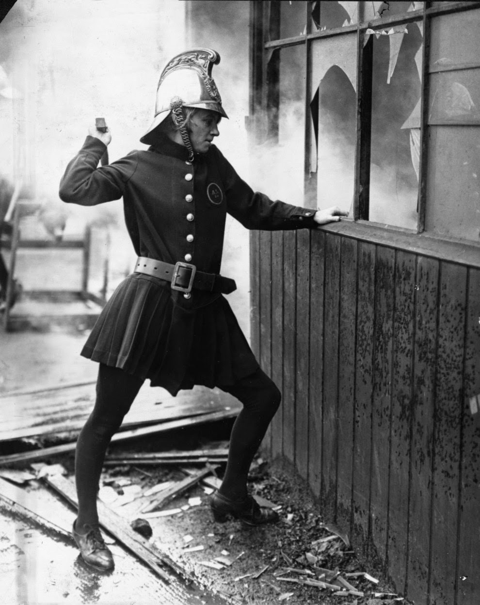 A woman firefighter of the Achille Serre Ladies Fire Brigade in London, 1925.