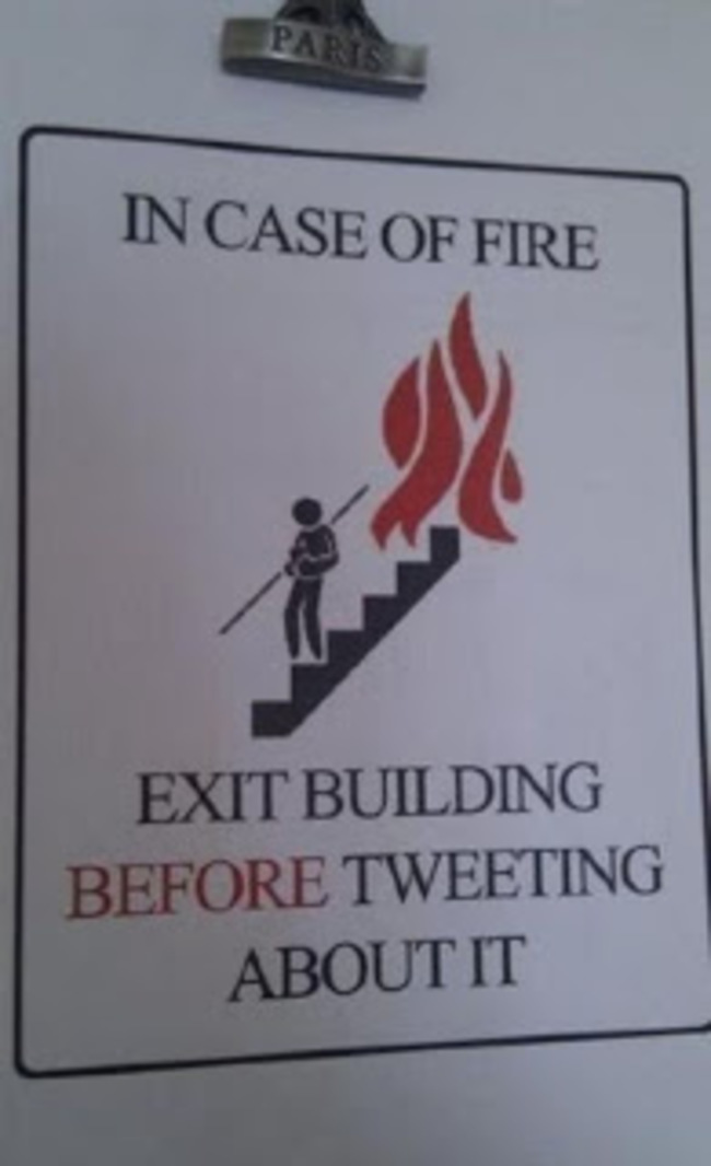 fun health and safety - Paris In Case Of Fire Exit Building Before Tweeting About It
