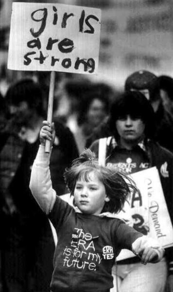 Protesters during an ERA march demanding equal rights for women in Tacoma, WA (1982).