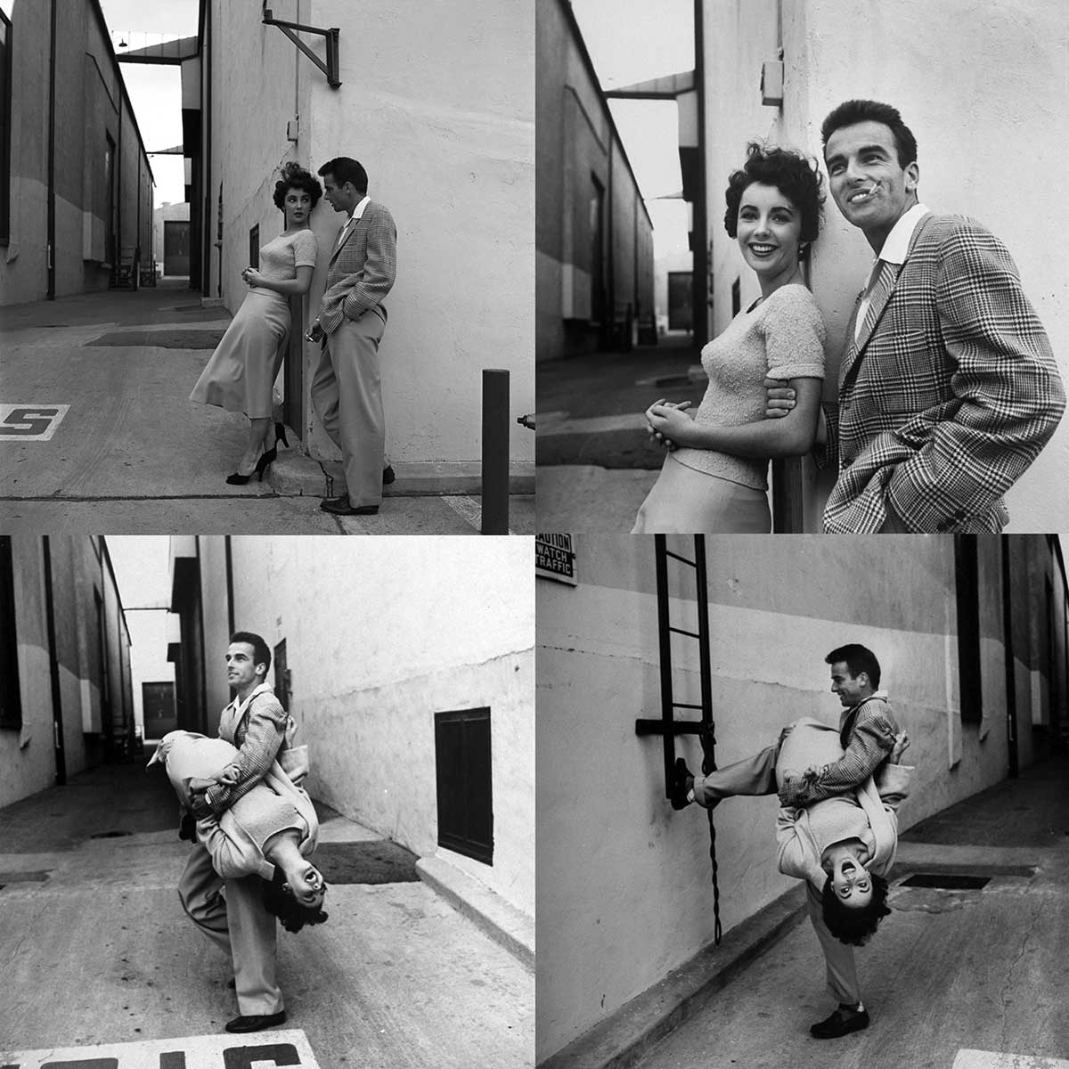 Elizabeth Taylor and Montgomery Clift on the Paramount lot during a break in
filming A Place in the Sun, 1950.