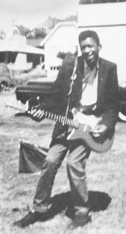 Jimi Hendrix with his first electric guitar, Seattle, 1957.