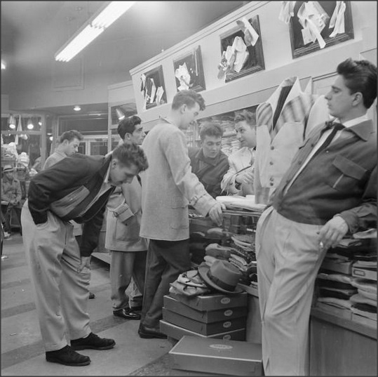 Men's clothing store, 1950s.
