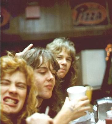 Dave Mustaine, James Hetfield, and Lars Ulrich hanging out, 1981.
