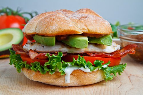 Grilled Chicken Club Sandwich with Avocado and Chipotle Caramelized Onions