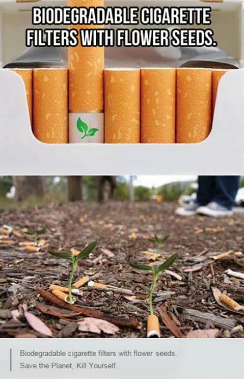 biodegradable cigarettes with seeds - Biodegradable Cigarette Filters With Flower Seeds. Biodegradable cigarette filters with flower seeds. Save the Planet, Kill Yourself