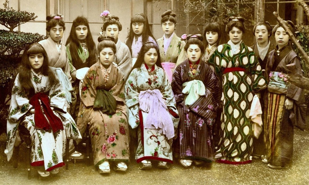 The girls from the brothel "Blooming Sacura", Japan, 1890.