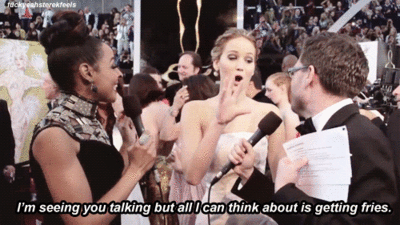 jennifer lawrence food gif - fockeasterkteels I'm seeing you talking but all I can think about is getting fries.