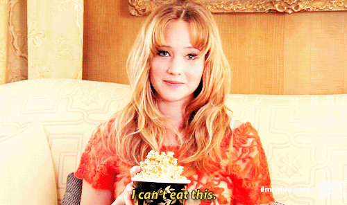 jennifer lawrence popcorn gif - I can't eat this.