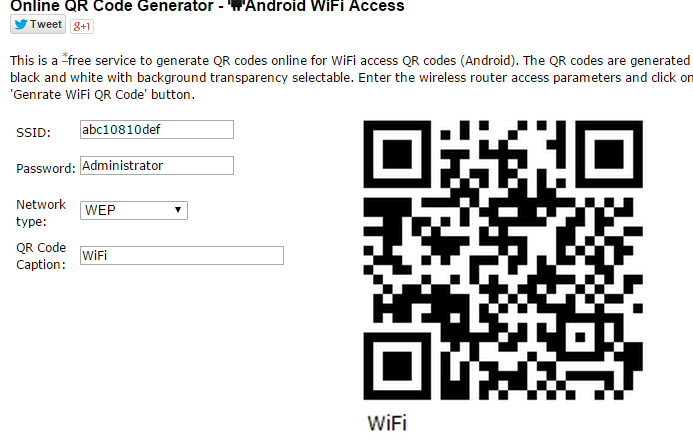 Online Qr Code Generator Android WiFi Access y Tweet 81 This is a free service to generate Qr codes online for WiFi access Qr codes Android. The Qr codes are generated black and white with background transparency selectable. Enter the wireless router…