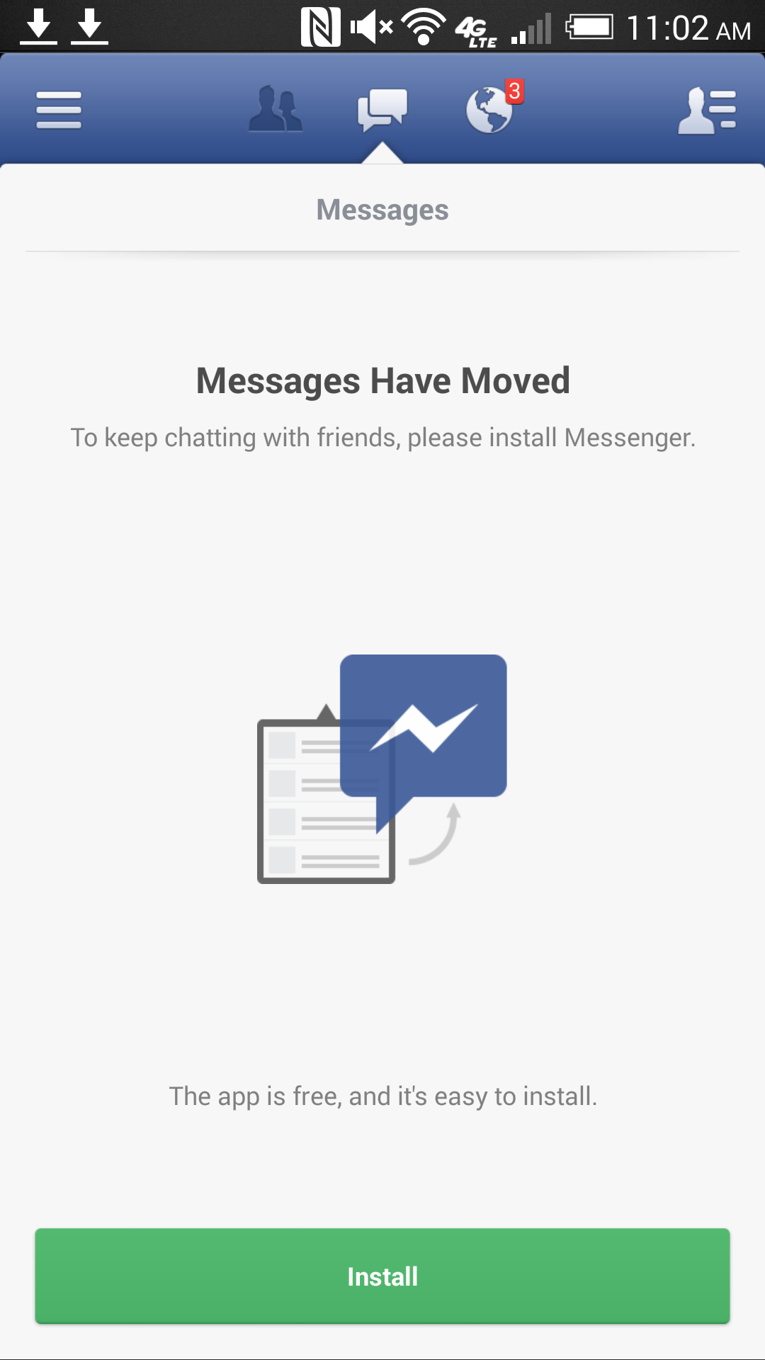 web page - N 40 Messages Messages Have Moved To keep chatting with friends, please install Messenger. The app is free, and it's easy to install. Install