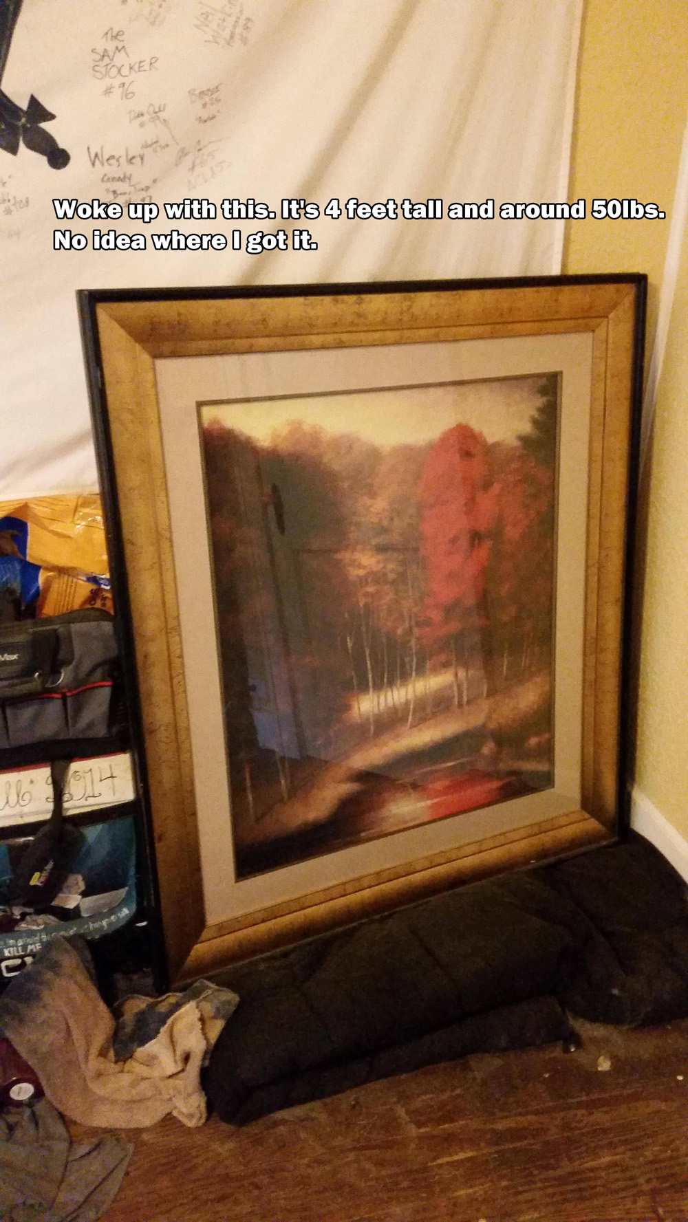 picture frame - Woke up with this. It'34 feet tall and around 50lbs. No idea where I got it
