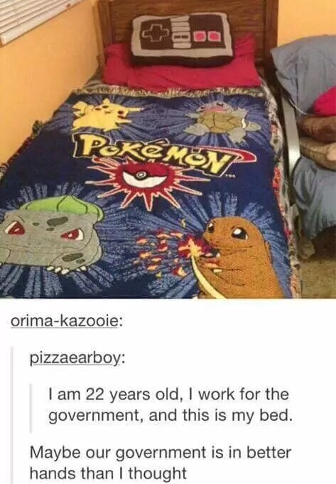 pizzaearboy i am 22 years old i work for the government - orimakazooie pizzaearboy I am 22 years old, I work for the government, and this is my bed. Maybe our government is in better hands than I thought