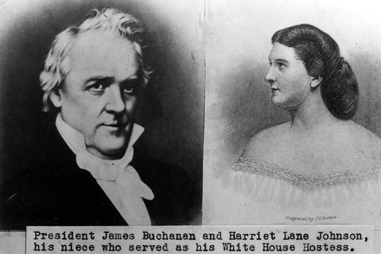james buchanan and harriet lane - President James Buchanan and Harriet Lane Johnson, his niece who served as his White House Hostess.