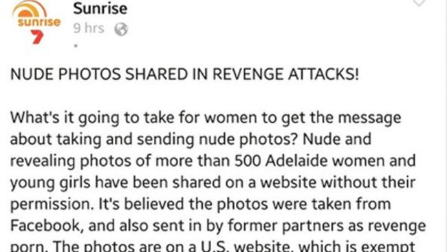 But it wasn't the person who made the website that caused the biggest 

ruckus. Apparently, the villain here is Channel 7's Sunrise, who put 

this massage on their Facebook fan page.