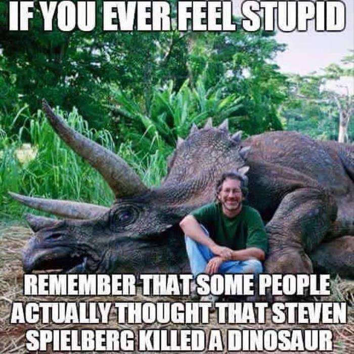 jurassic park steven spielberg - If You Ever Feel Stupid Remember That Some People Actually Thought That Steven Spielberg Killed A Dinosaur