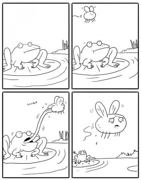 frog licks fly butt