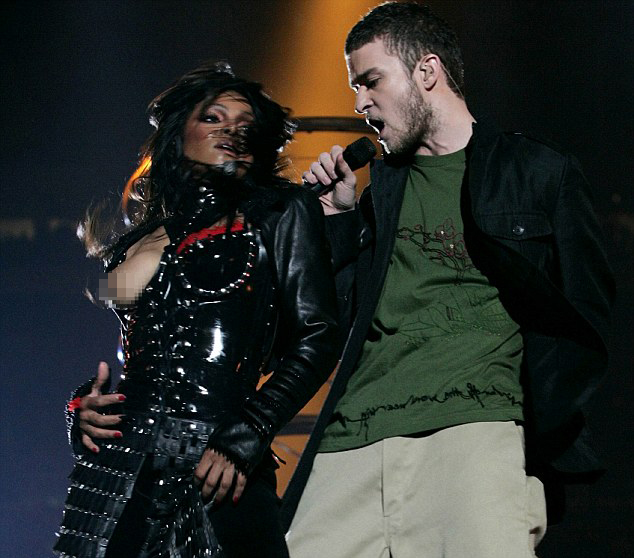 Janet Jackson's breast is briefly exposed by Justin Timberlake during the Super Bowl halftime show... 11 years ago.