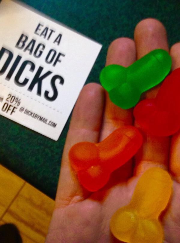 DicksByMail.com - Sends a bag of edible penis shaped gummy candies with 

a note saying "Eat a bag of dicks". They also do a candle that starts 

out smelling like apple pie, but within a few hours changes to fart 

smell. You can send it with the dicks, with the accompanying message 

"Sorry about the dicks, please accept this candle as an apology."