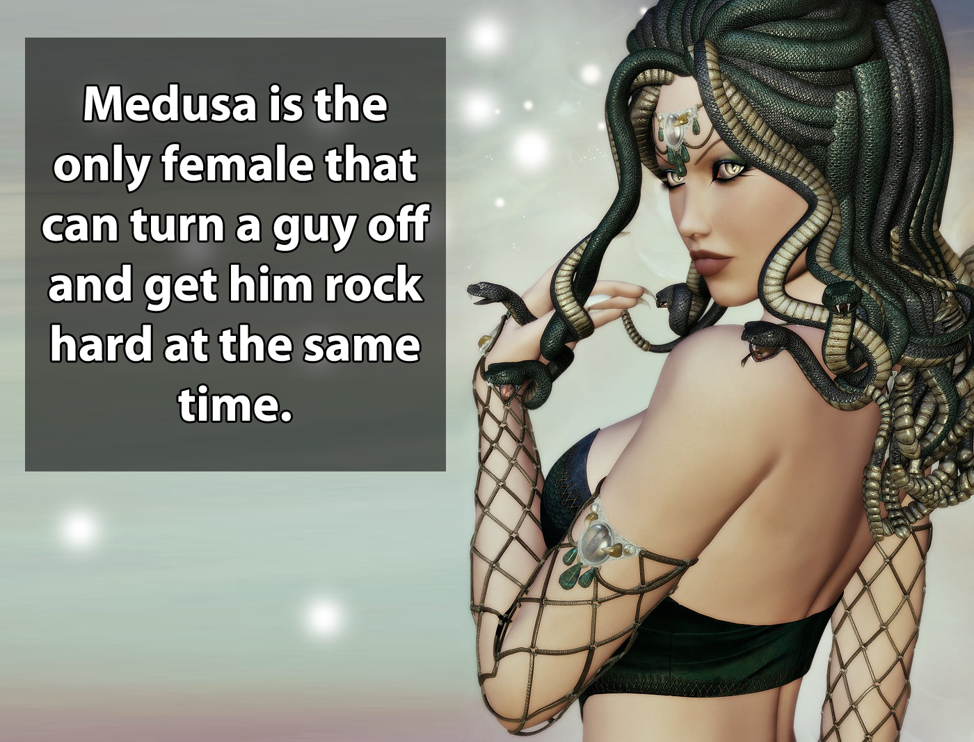 black hair - Medusa is the only female that can turn a guy off and get him rock hard at the same time.