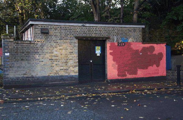 red wall street art
