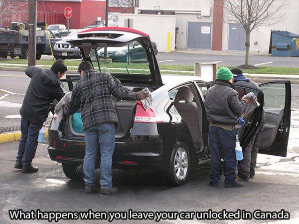 canadians are the nicest people - What happens when you leave your car unlocked in Canada