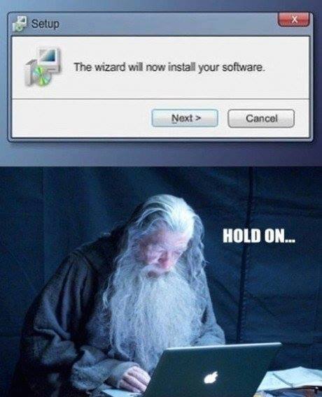 wizard will install your software - Setup The wizard will now install your software, Next> Cancel Hold On...