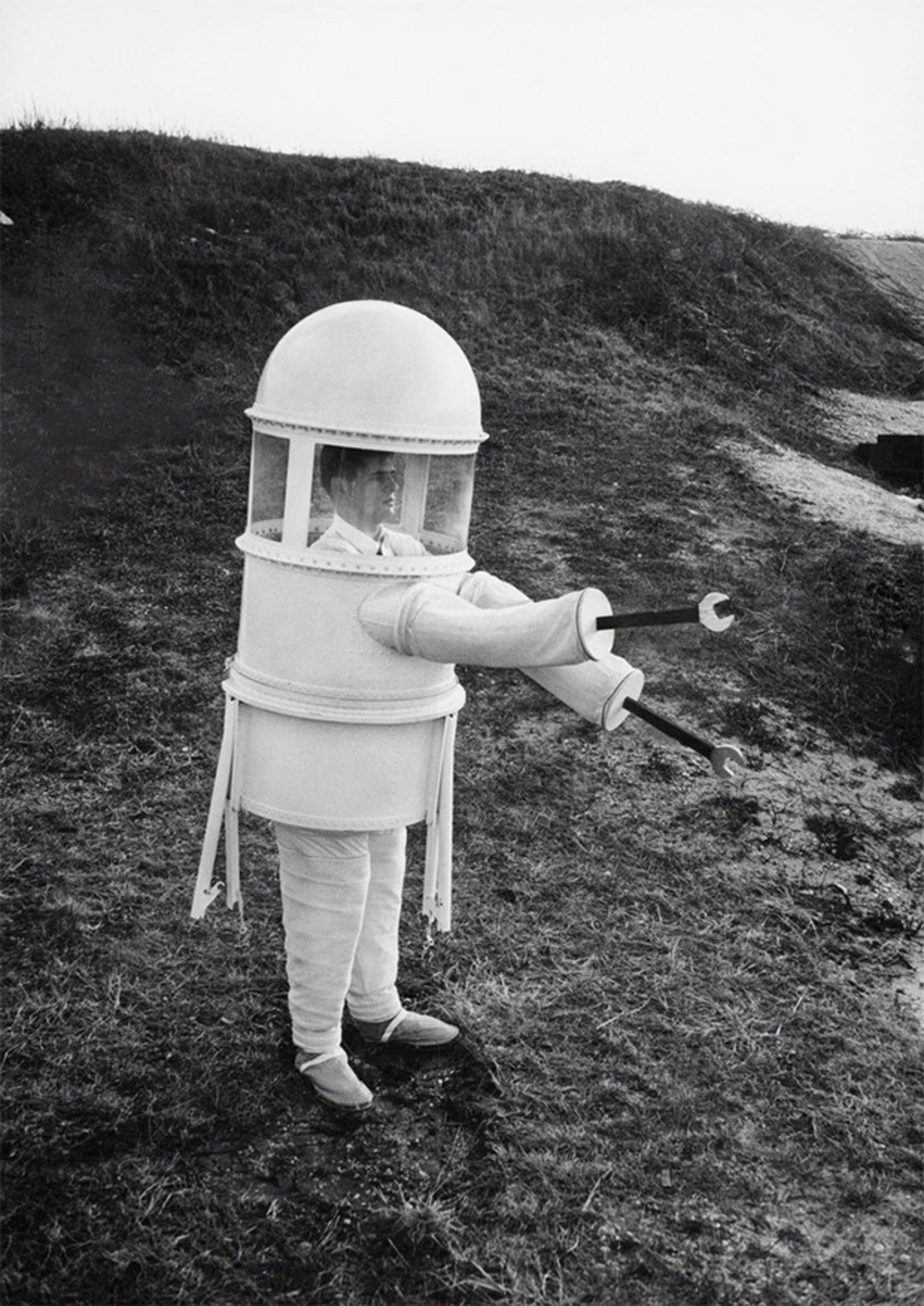 historical photo early space suit prototype
