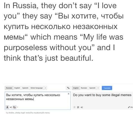 illegal memes russian - In Russia, they don't say I love you they say , which mn My life was purposeless without you and I think that's just beautiful. u nghih Deted language Do you want to buy some illegal memes ,