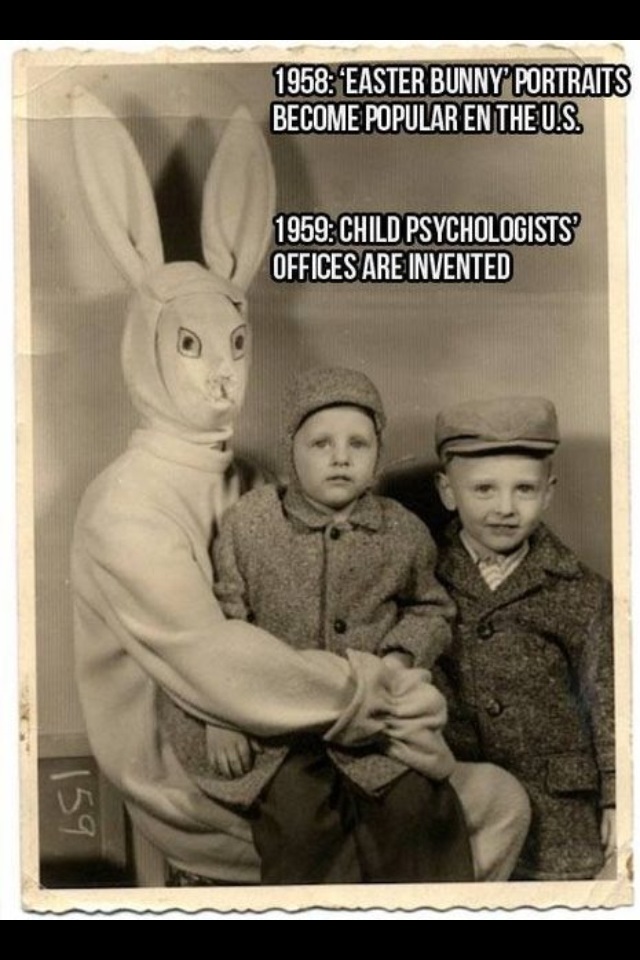 one thing lead to another - 1958 Easter Bunny Portraits Become Popular En The U.S. 1959 Child Psychologists Offices Are Invented 159