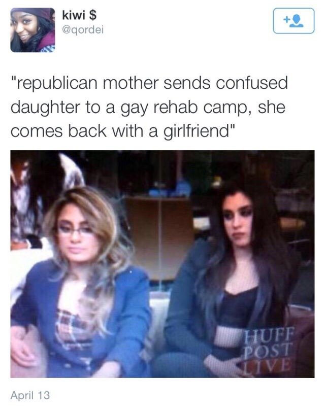 gay rehab camp - kiwi $ "republican mother sends confused daughter to a gay rehab camp, she comes back with a girlfriend" Huff Post Live April 13