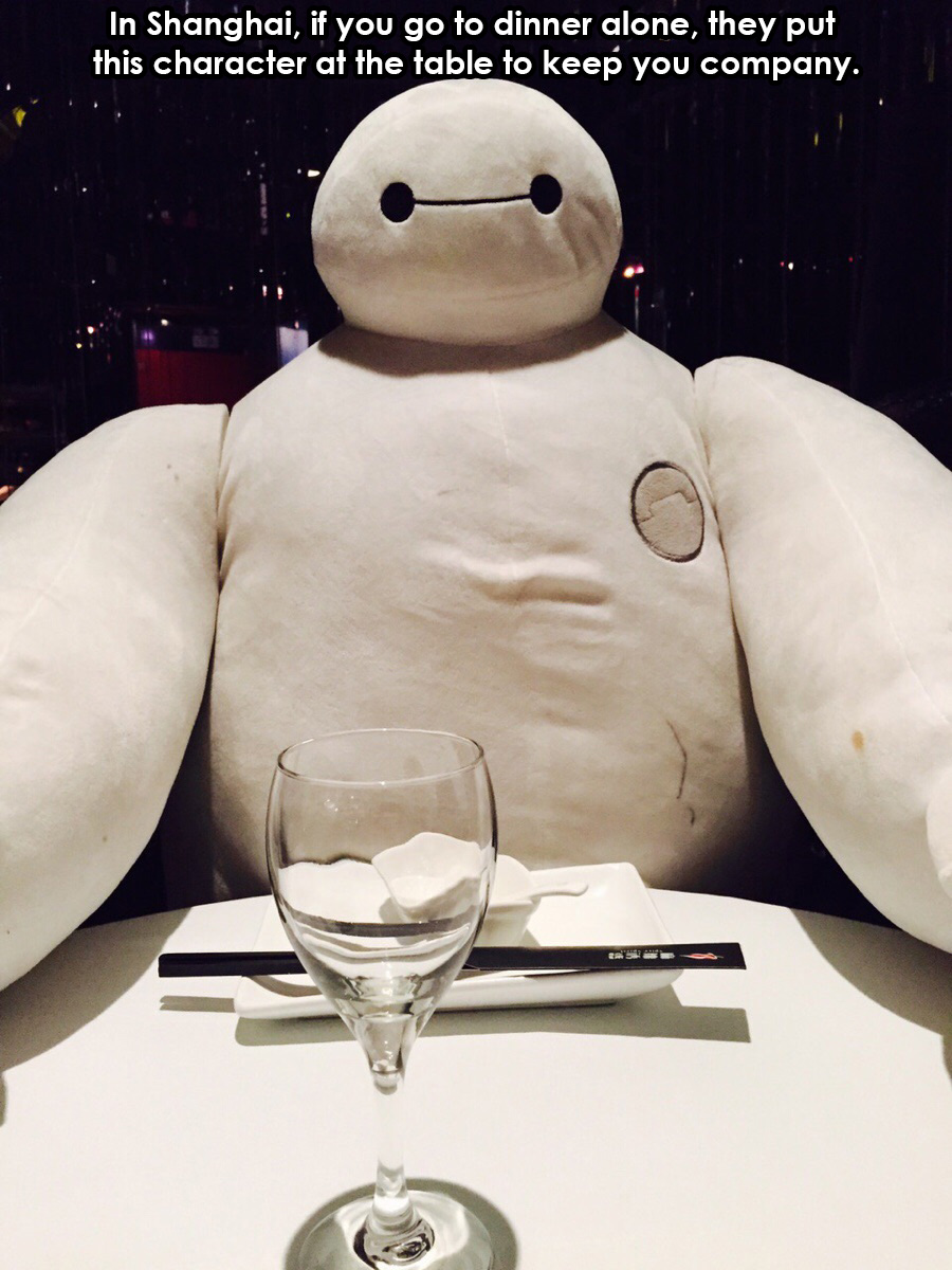 random pic shanghai baymax - In Shanghai, if you go to dinner alone, they put this character at the table to keep you company.