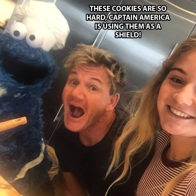 gordon ramsay cookie monster - These Cookies Are So Hard, Captain America Is Using Them As A Shield!