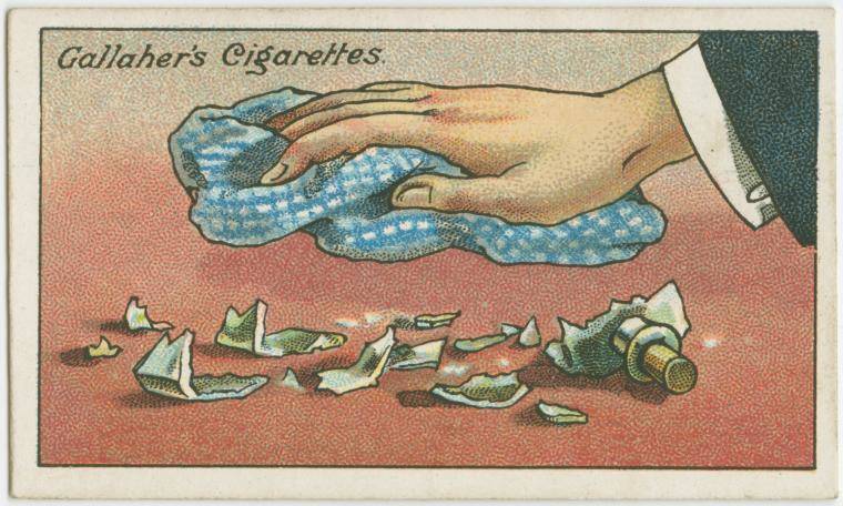 hand picking up broken glass cartoon - Gallaher's Cigarettes