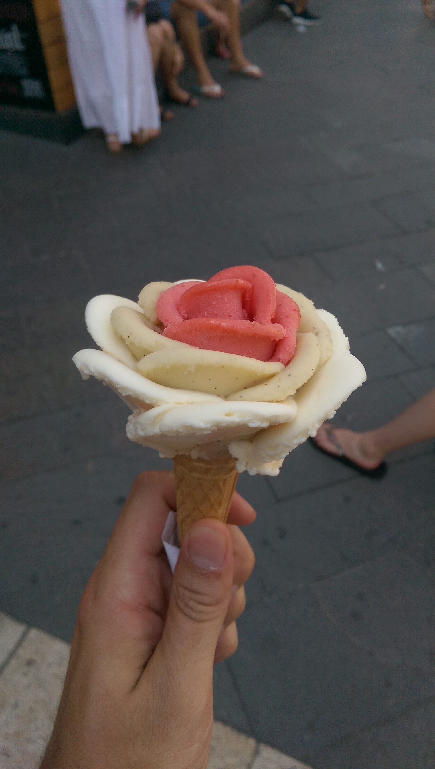 This rose shaped ice cream.