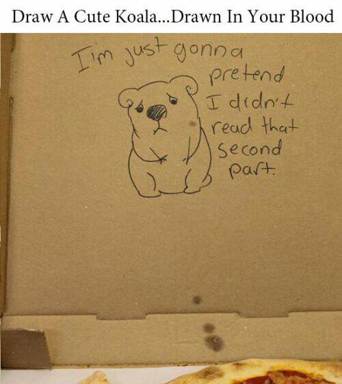 pizza box drawings - Draw A Cute Koala... Drawn In Your Blood I'm just gonna pretend G I didn't I read that I second A part.