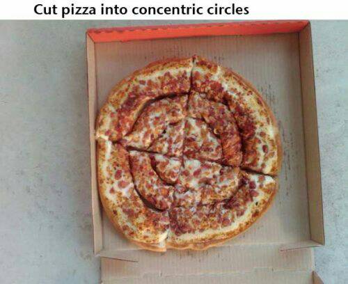 pizza hut special instructions - Cut pizza into concentric circles
