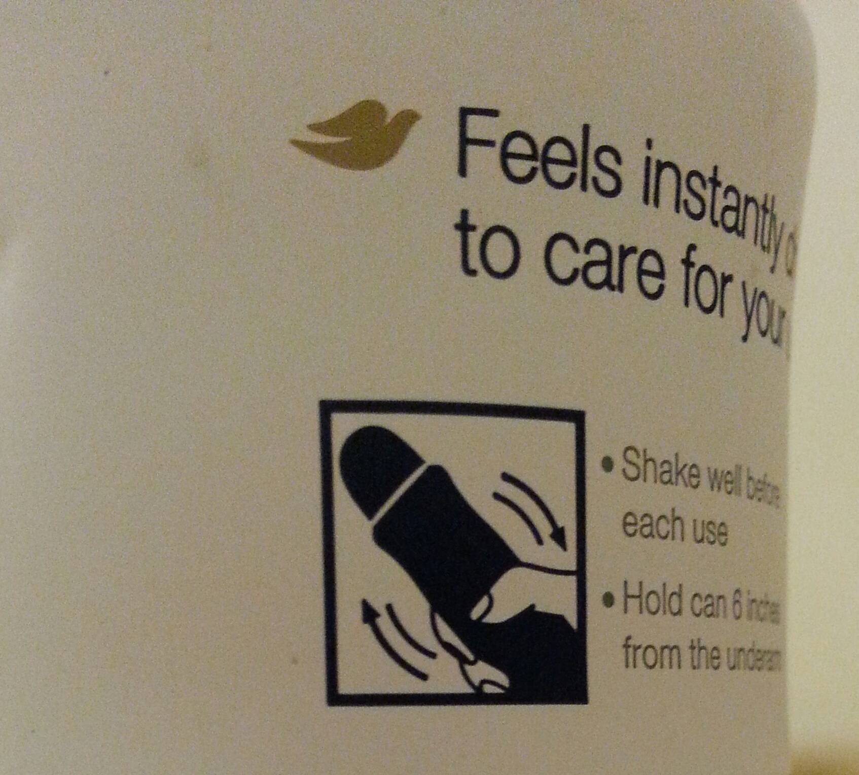 Feels instant to care for you Shake well be each use Hold can 6 ide from the under
