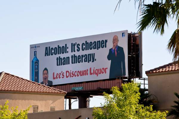 liquor store billboard - Alcohol It's cheaper than therapy. Lee's Discount Liquor