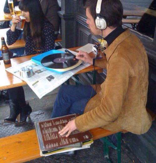 hipster listening to vinyl