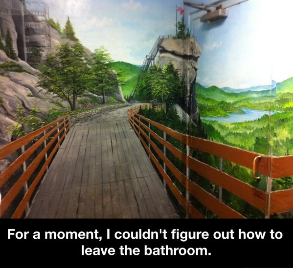For a moment, I couldn't figure out how to leave the bathroom.