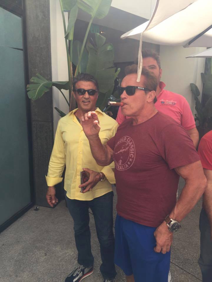 Arnie Terminates Sylvester Stallone's Photo With a Fan