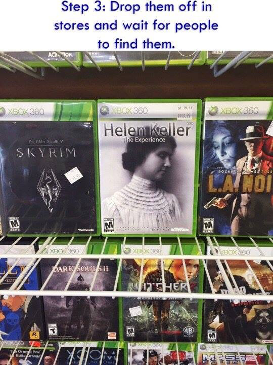 helen keller game - Step 3 Drop them off in stores and wait for people to find them. Ach Hon. Xbox 360 Xbox 360 Xbox 360 Helen Keller The Us The Experience Skyrim Acimik ki Maxbox 360 Xbox 360 Xbox 50 Park Souls Ii Init Here Tv Orang Box Boite Orange um