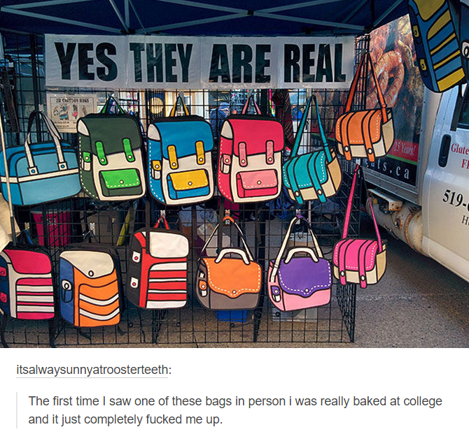 backpacks that look like cartoons - Eyes They Are Real Glute 519 itsalwaysunnyatroosterteeth The first time I saw one of these bags in person i was really baked at college and it just completely fucked me up.