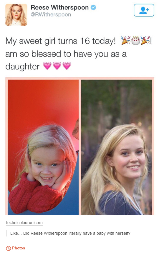 reese witherspoon youngest daughter - Reese Witherspoon My sweet girl turns 16 today! Roma am so blessed to have you as a daughter technicolourunicorn ... Did Reese Witherspoon literally have a baby with herself? Photos