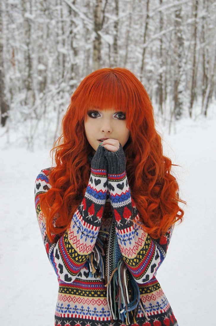 red hair winter