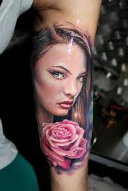 portrait tattoo with roses